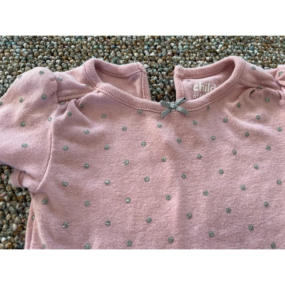 Carter's Girls Pink & Silver Glitter Spotted Bodysuit 12M